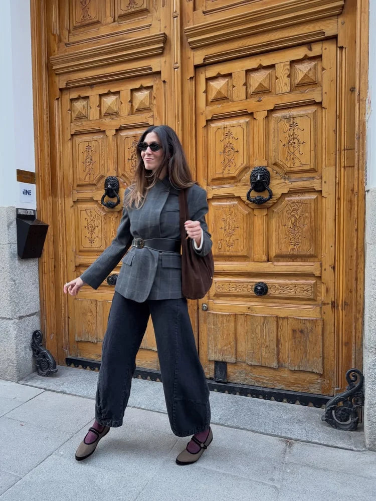 LAVERINE | Irregular Plaid Blazer Jacket