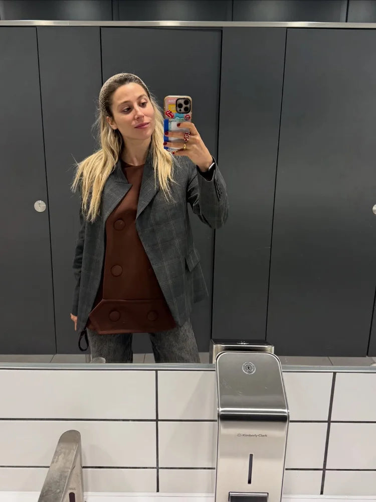 LAVERINE | Irregular Plaid Blazer Jacket