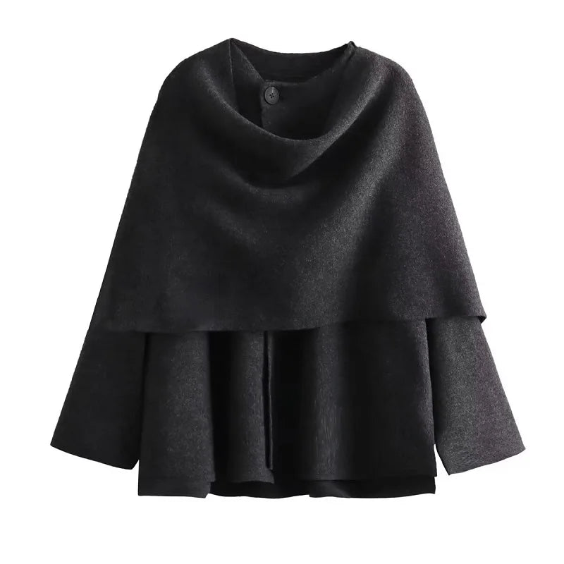 LAVERINE | Elegant Asymmetric Plush Winter Coat