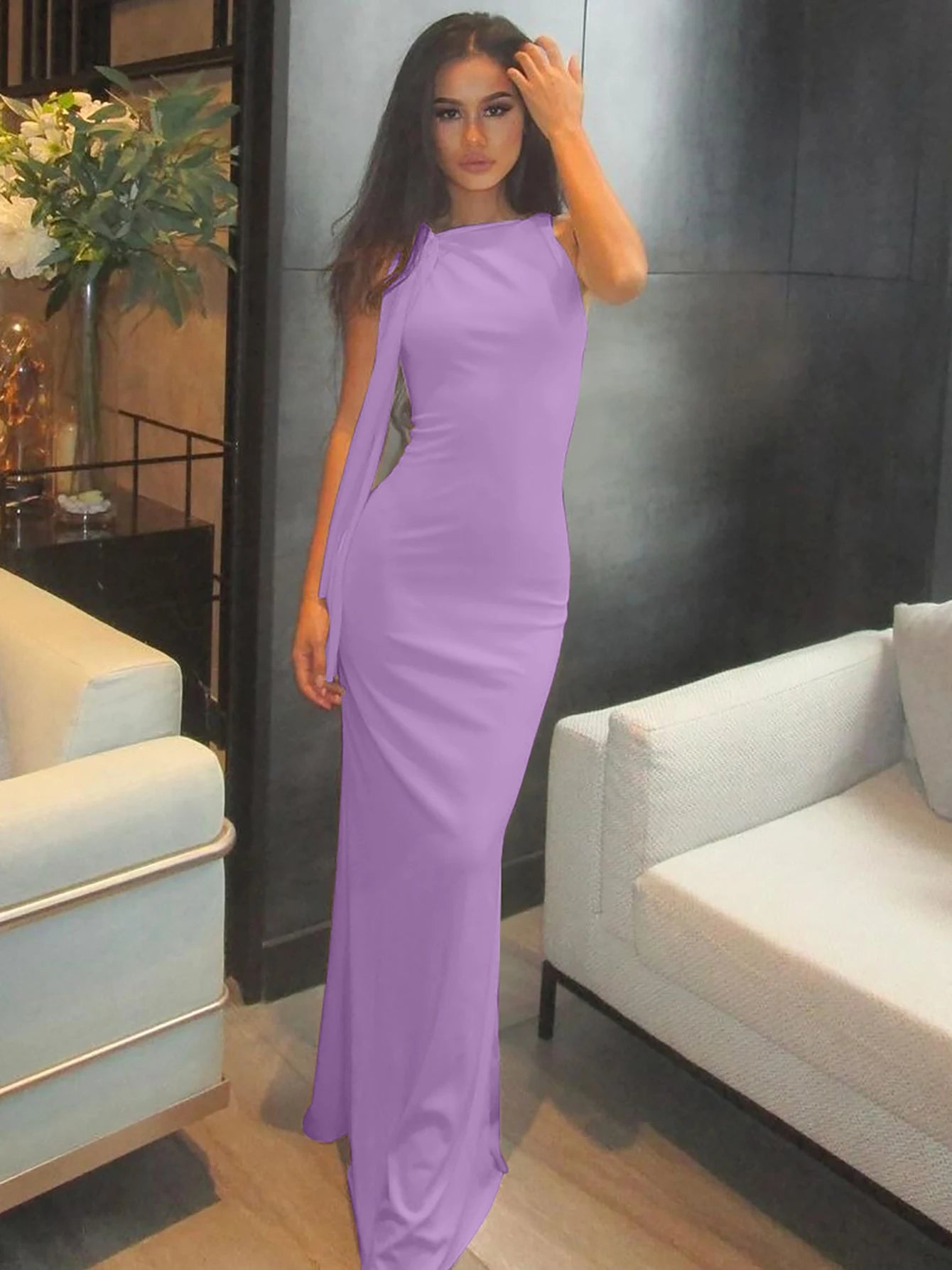 LAVERINE | Sleeveless O-Neck Bodycon Maxi Dress