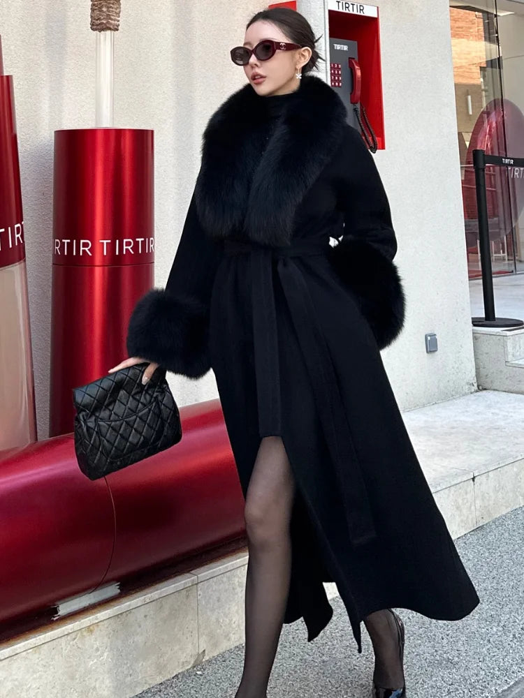 LAVERINE | Elegant Faux Fur Wool Coat