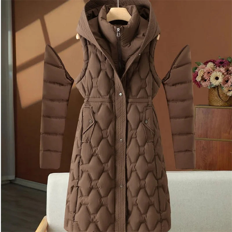 LAVERINE | Detachable-Sleeve Padded Winter Parka