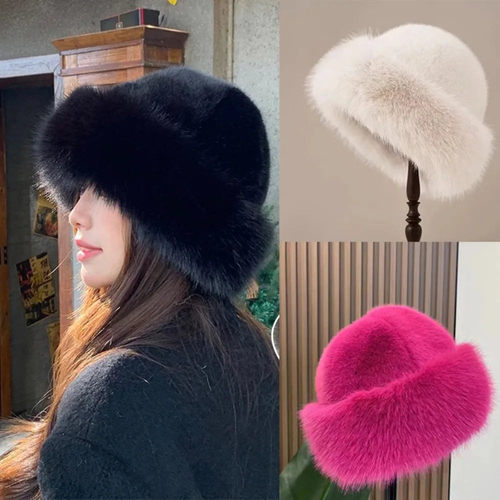 LAVERINE | Faux Fur Bucket Winter Hat