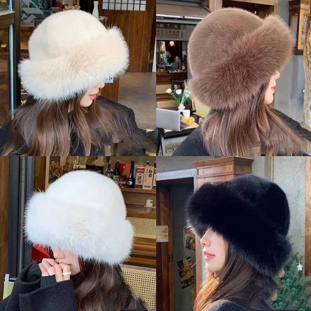 LAVERINE | Faux Fur Bucket Winter Hat